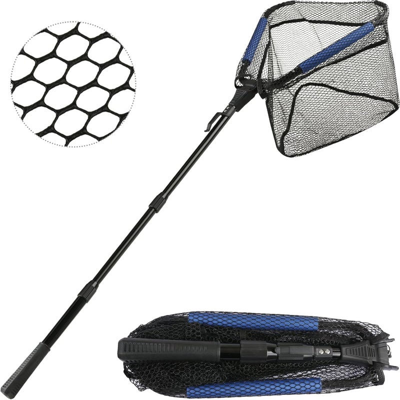 Yeahmart Fishing Net Minnow Nets with Aluminum Collapsible Telescopic Fishing Pole Handle and Nylon Mesh, Small Fishing Landing Net for Saltwater Freshwater, Kids, Men, Women, Extends to 21-75 inch - Image 1